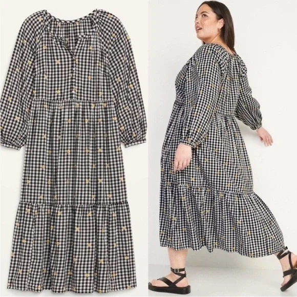 Old Navy Black White Gingham Daisy
Floral Midi Swing Dress Size XXL Tall - Picture 1 of 11